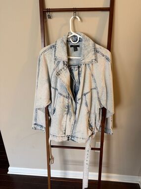 Light Wash Denim Jacket with Belt